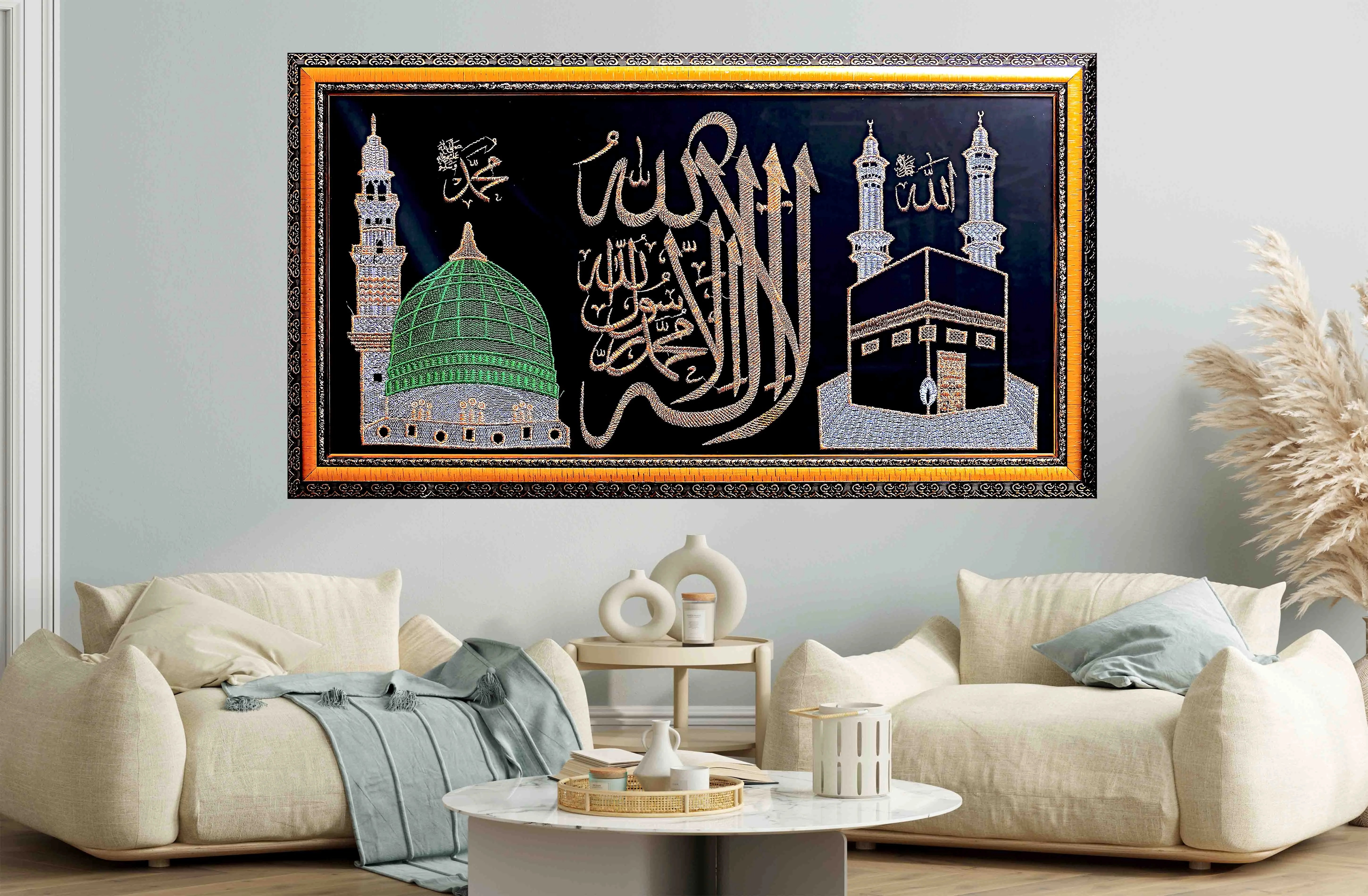 Premium Khana Kaba Masjid Nabawi embroidered wall art