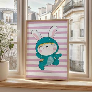 Pink Bunny Wall Art for Baby Girls