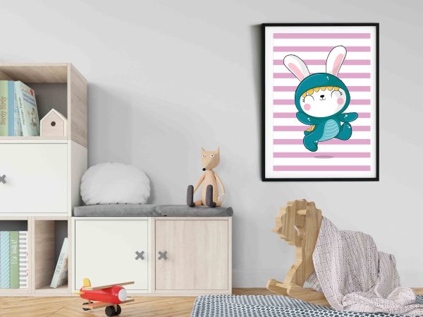 Pink Bunny Wall Art for Baby Girls