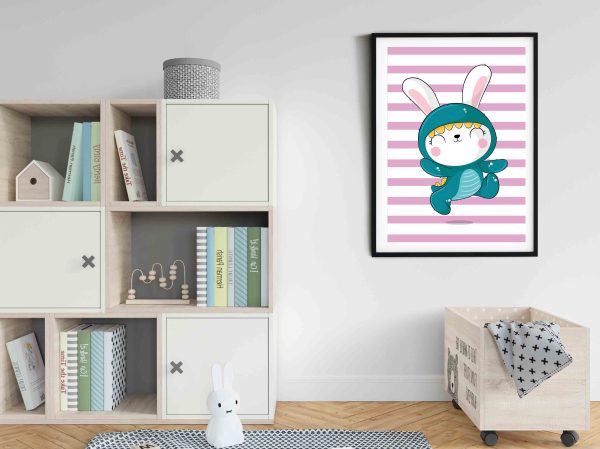 Pink Bunny Wall Art for Baby Girls