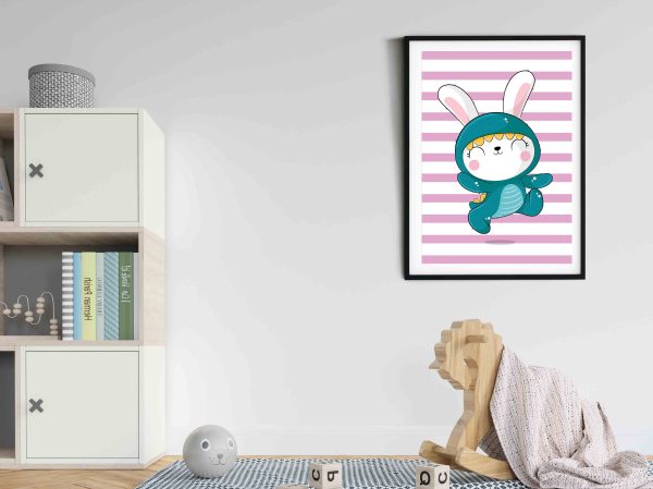 Pink Bunny Wall Art for Baby Girls