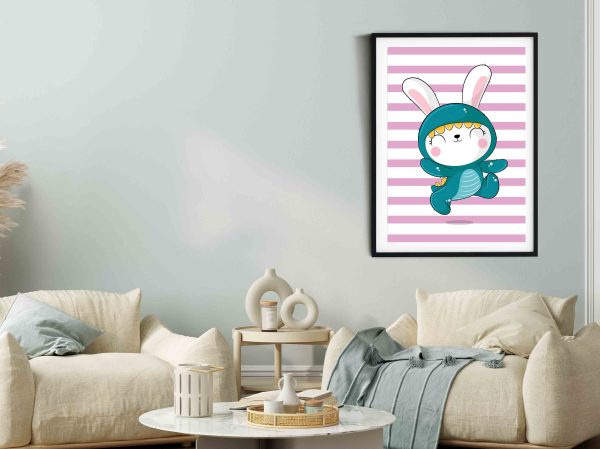 Pink Bunny Wall Art for Baby Girls