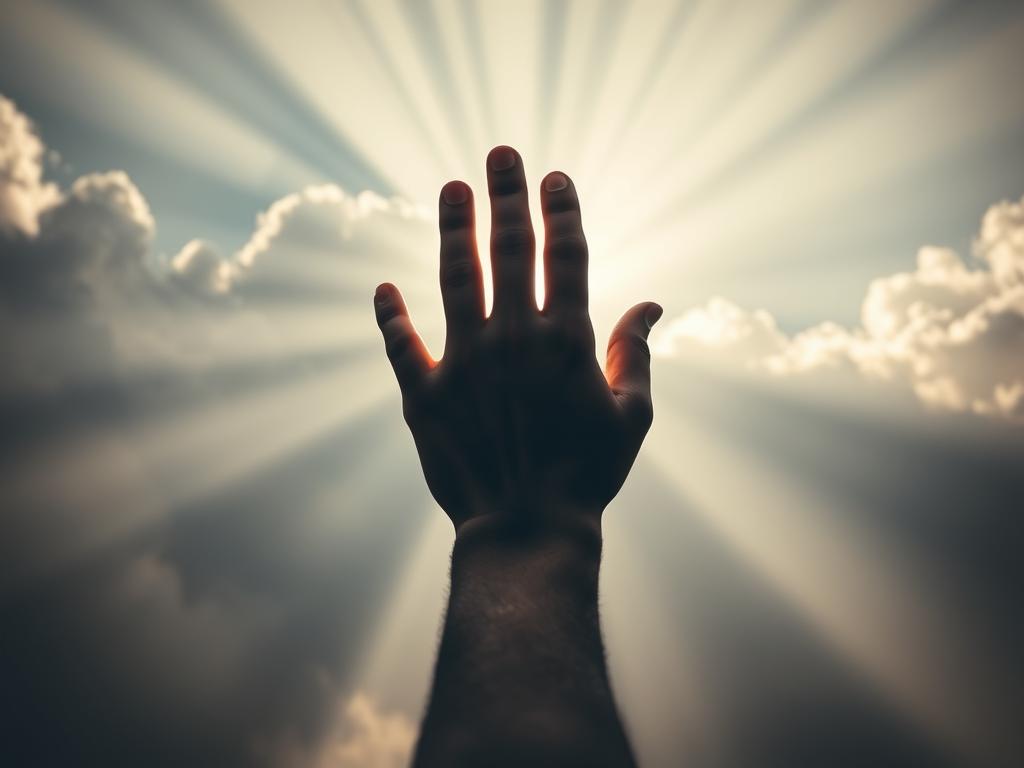 A hand reaching for light symbolizing seeking Allah's wisdom in what is withheld