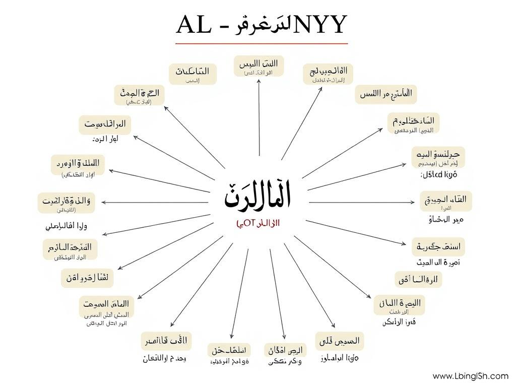 Arabic calligraphy showing the root letters of AL-GHANIYY (غ-ن-ي) with their linguistic derivatives