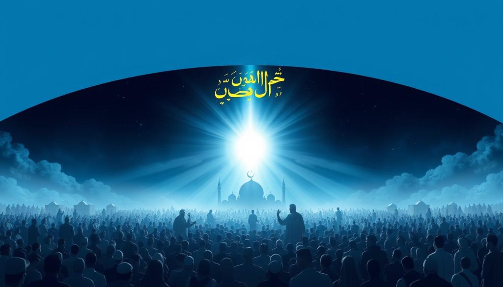 Artistic representation of the Day of Judgment (Yawm al-Jam') mentioned in the Quran