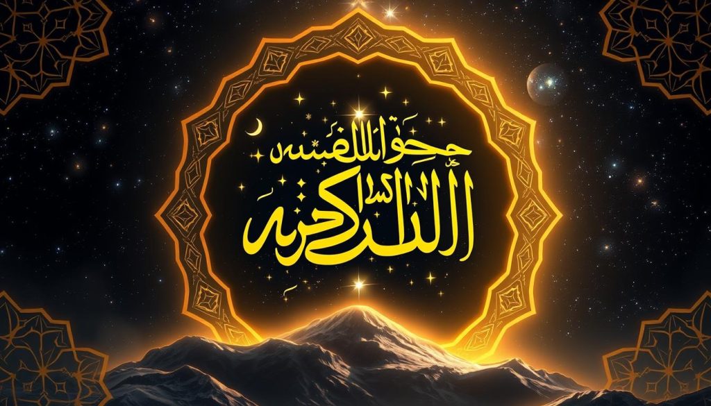 AL-AWWAL (الأوّل): The Divine Name of Allah, Meaning "The First" Artistic representation of the concept of AL-AWWAL (الأوّل) showing the beginning of creation