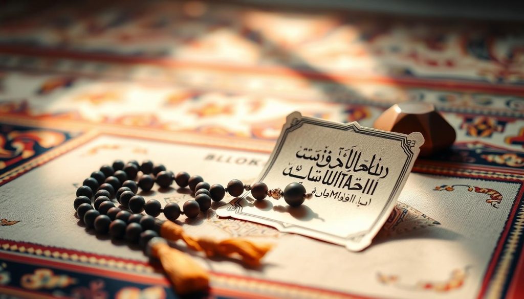 Beautiful Islamic prayer beads (tasbih) with Arabic calligraphy of AL-MUTA'ALI