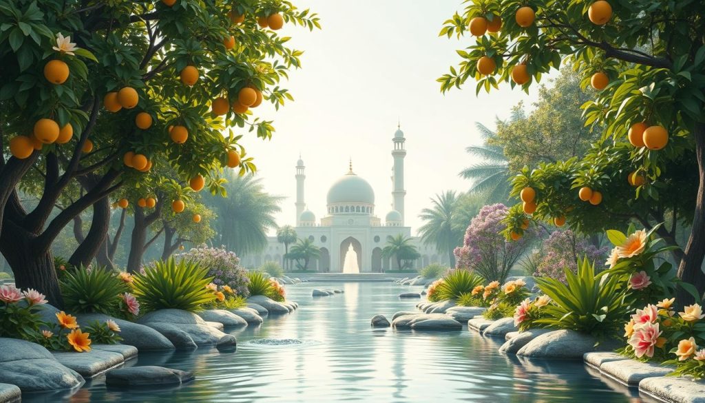 The Majesty and Generosity of Allah: Understanding Dhul-Jalaali wal-Ikraam Beautiful garden scene representing the blessings mentioned in Surah Ar-Rahman