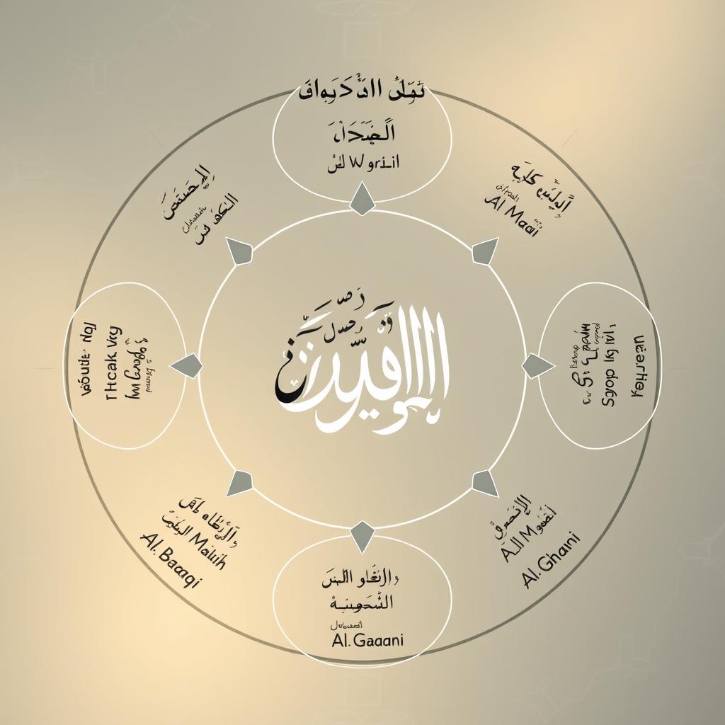 Circular diagram showing the relationship between Allah's names forming a complete cycle of divine attributes