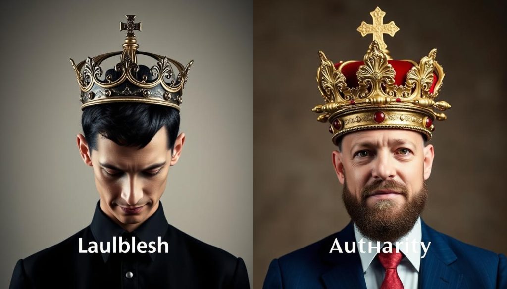 Contrast between humble leadership and arrogant authority