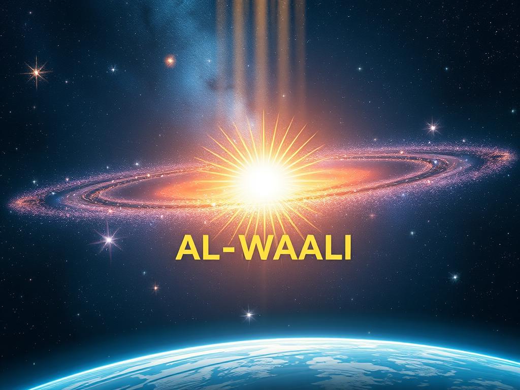 Cosmic imagery representing Allah's governance over creation