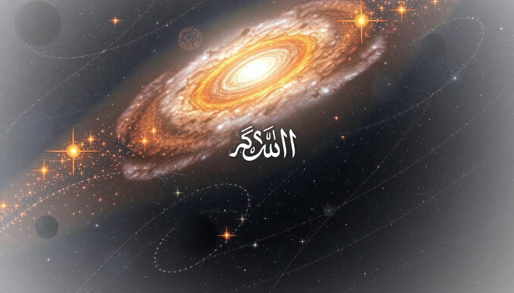 AL-AWWAL (الأوّل): The Divine Name of Allah, Meaning "The First" Cosmic imagery representing the beginning of the universe with AL-AWWAL (الأوّل) concept