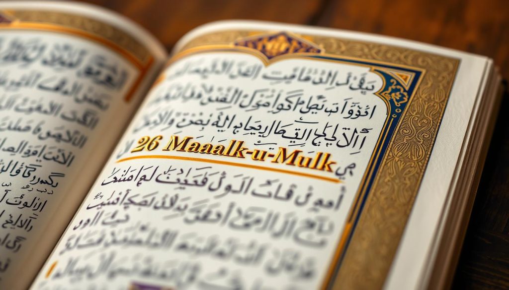 Illuminated Quranic verse 3:26 mentioning MAALIK-UL-MULK (مالك الملك)