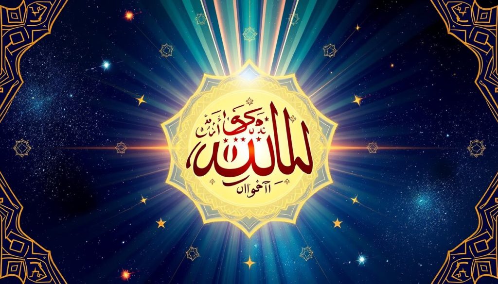 AL-AWWAL (الأوّل): The Divine Name of Allah, Meaning "The First" Illustration depicting the concept of AL-AWWAL (الأوّل) showing Allah as the origin of all creation