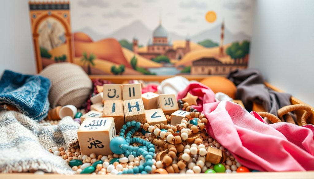 Islamic sensory bins for Muslim kids activities