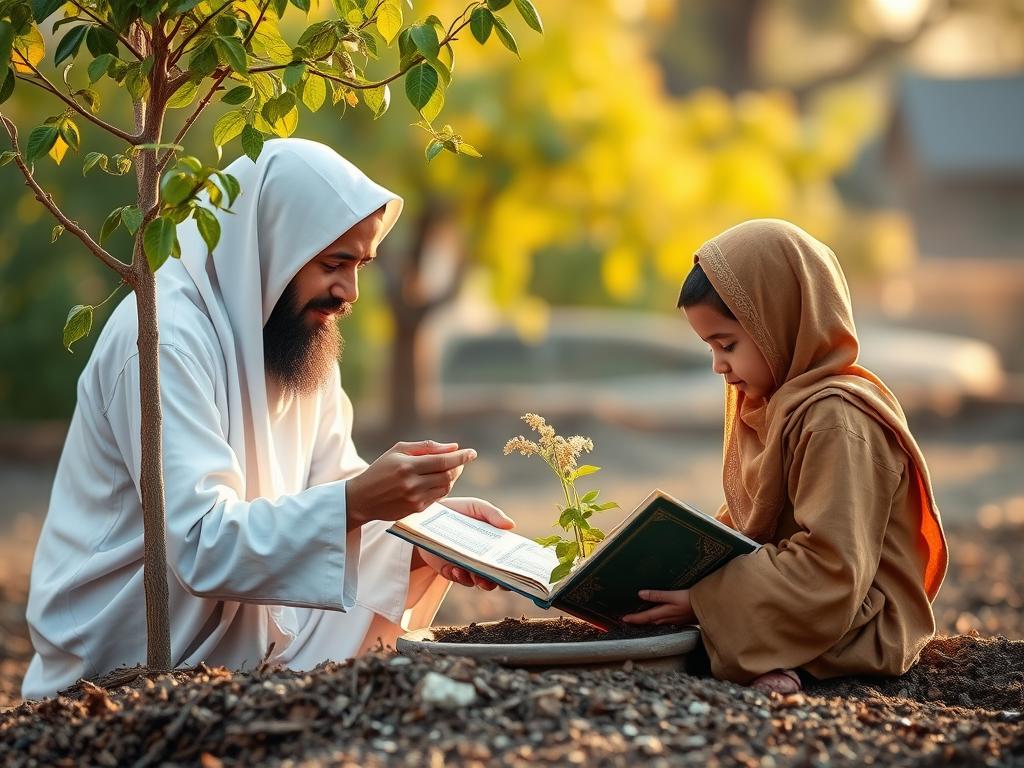 Muslim giving continuous charity (sadaqah jariyah) inspired by Allah's name AL-AAKHIR