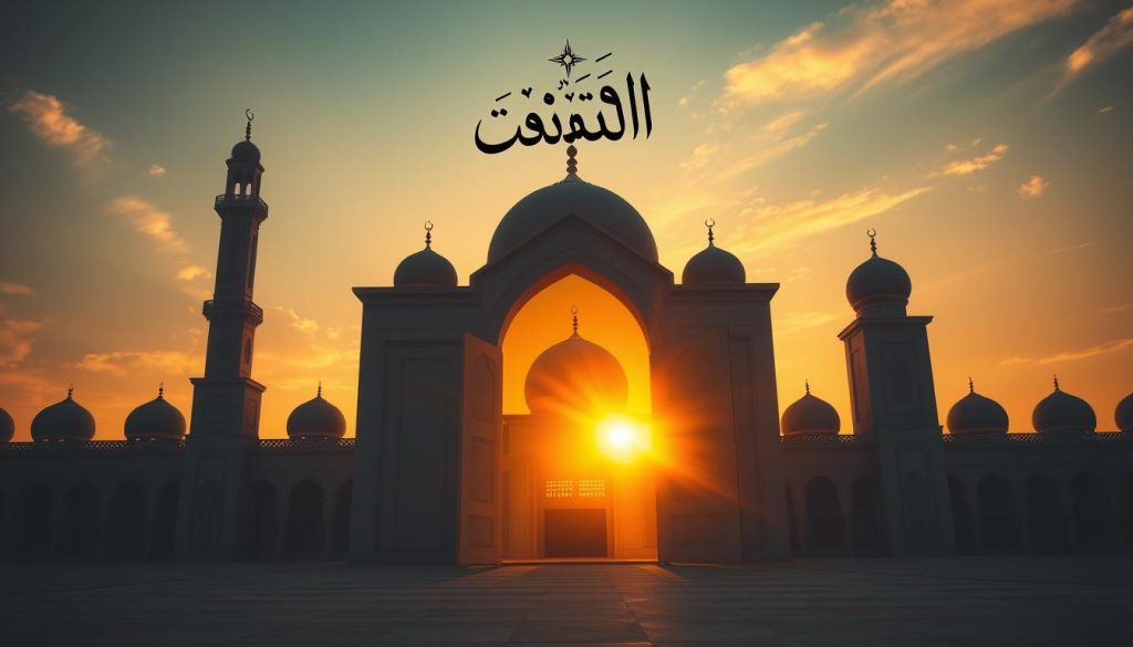 Peaceful mosque at sunset symbolizing Allah's mercy as AL-'AFUWW (العفو)