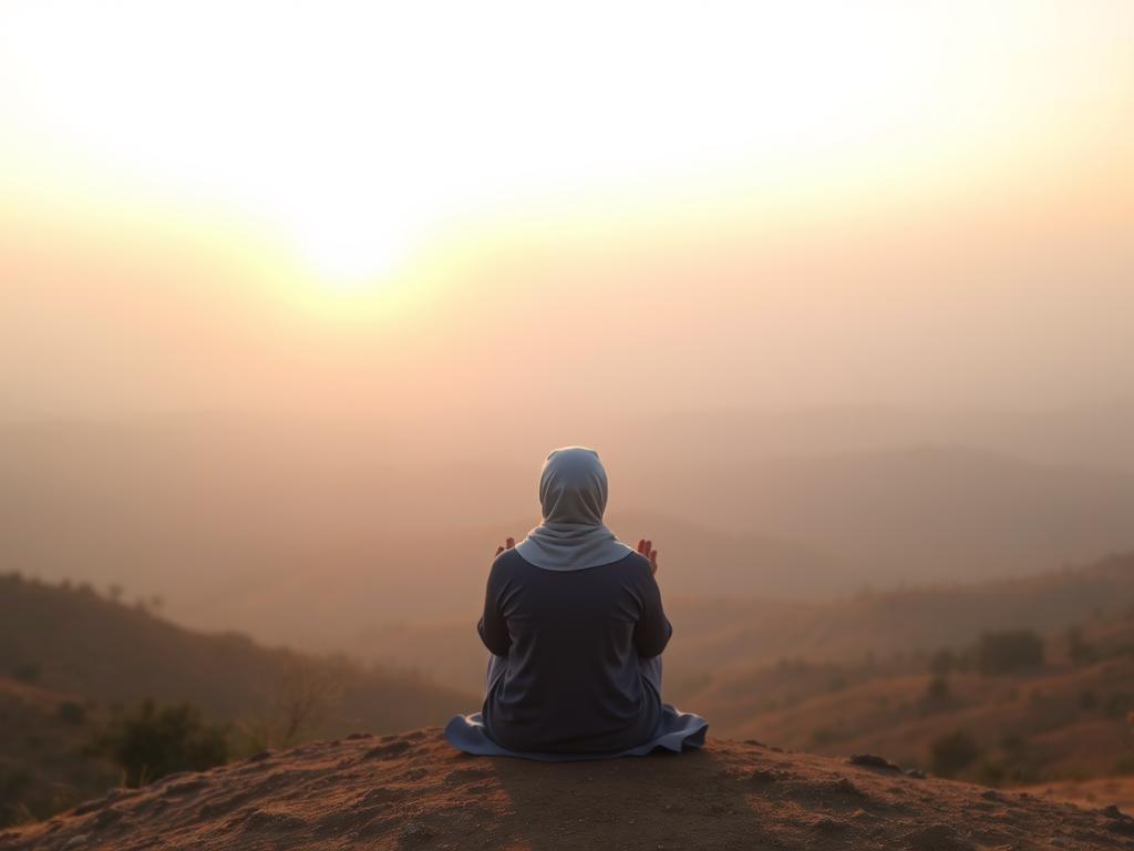 Person contemplating nature as a sign of Allah's presence