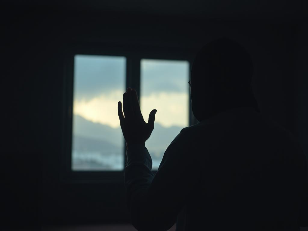 Person in contemplative prayer during difficult times
