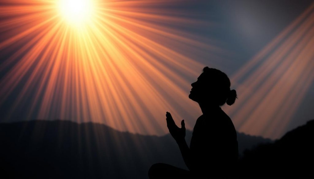 AL-MUQTADIR: The Divine Name of Perfect Power and Ability Person in contemplative prayer with light symbolizing divine power