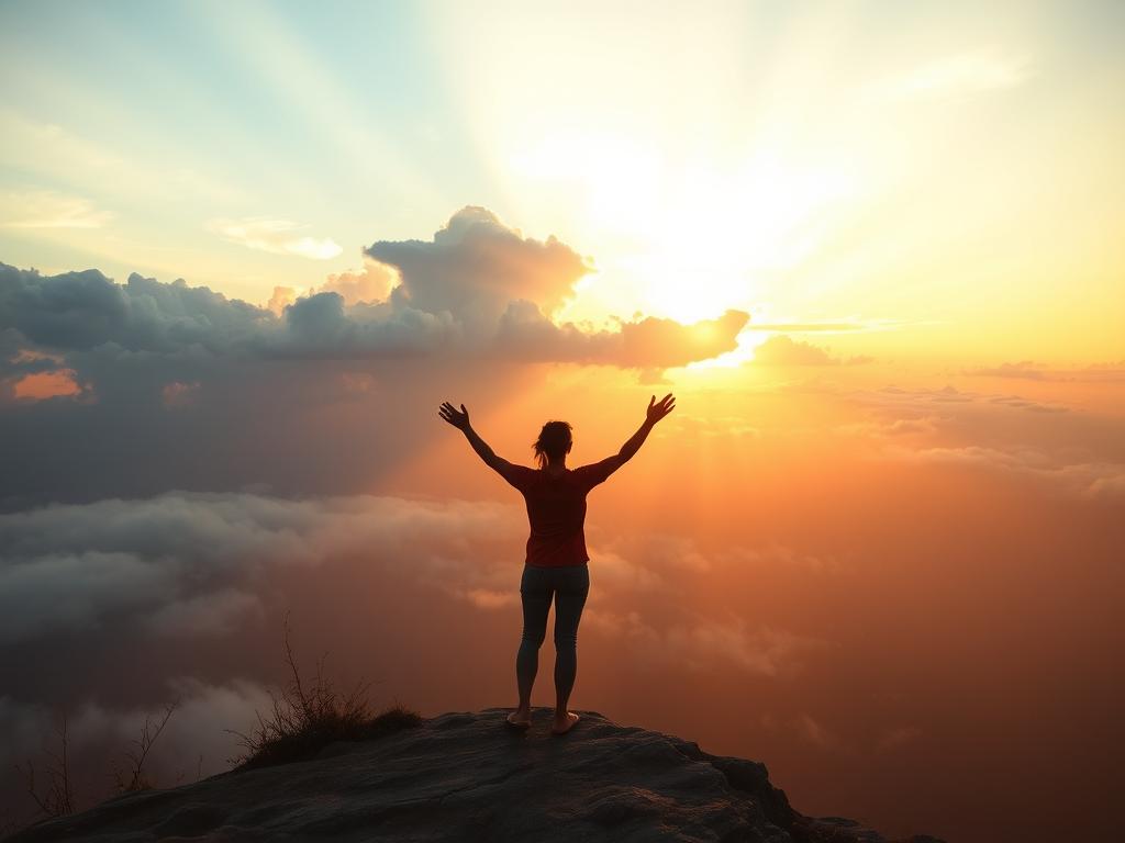 Person looking hopeful at sunrise symbolizing trust in Allah's solutions