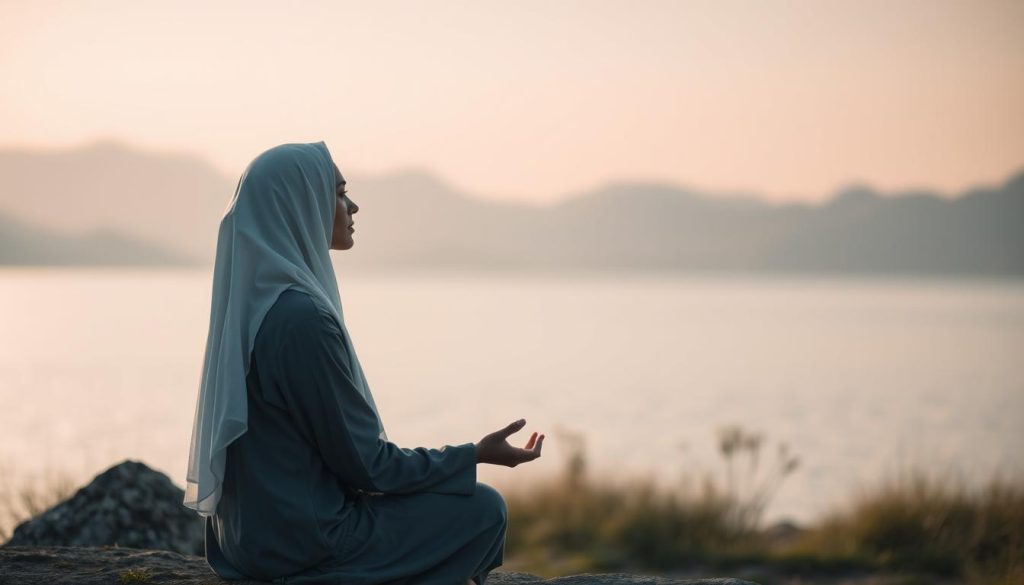 AL-AWWAL (الأوّل): The Divine Name of Allah, Meaning "The First" Person meditating on the meaning of AL-AWWAL (الأوّل) in natural setting