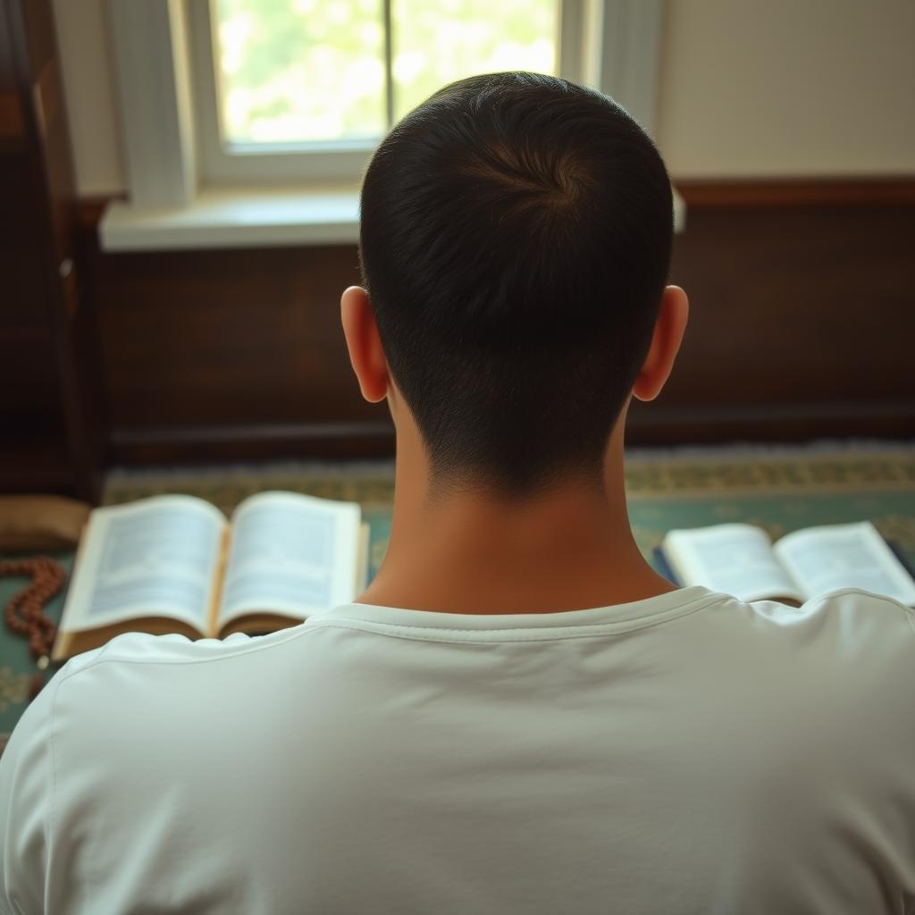 Person reading about Allah's name AL-AAKHIR in spiritual reflection