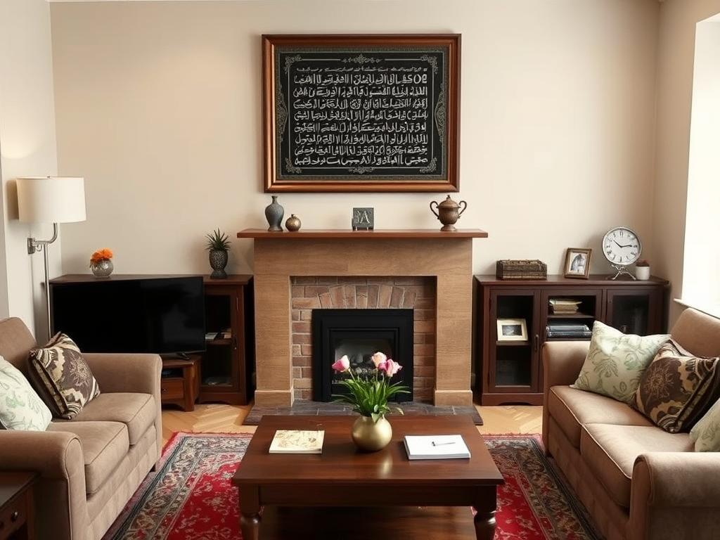 Respectful display of Quranic verses in a UK home living room
