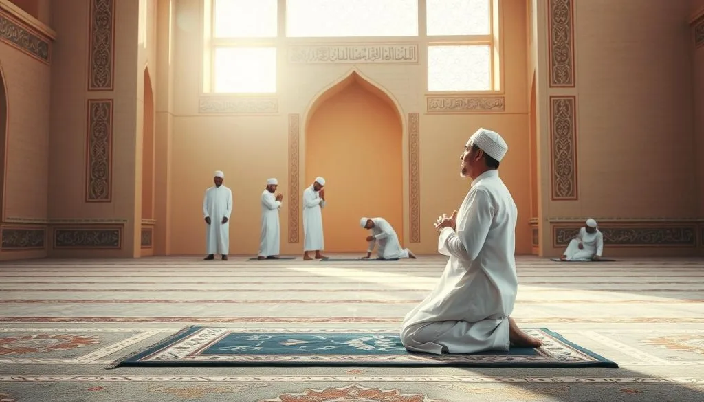 Second Pillar of Islam: Salah, the 5 Beautiful Daily Prayers Second pillar of Islam: a Muslim performing Salah in a mosque