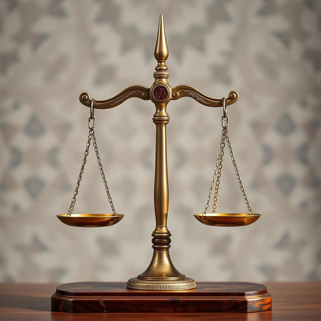 AL-MUNTAQIM: Understanding Allah's Name of Divine Justice Scales of justice with Islamic geometric pattern background