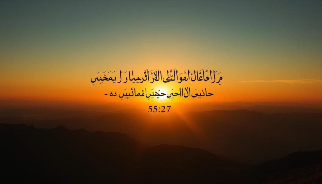 The Majesty and Generosity of Allah: Understanding Dhul-Jalaali wal-Ikraam Sunset over mountains representing the permanence of Allah while all else perishes