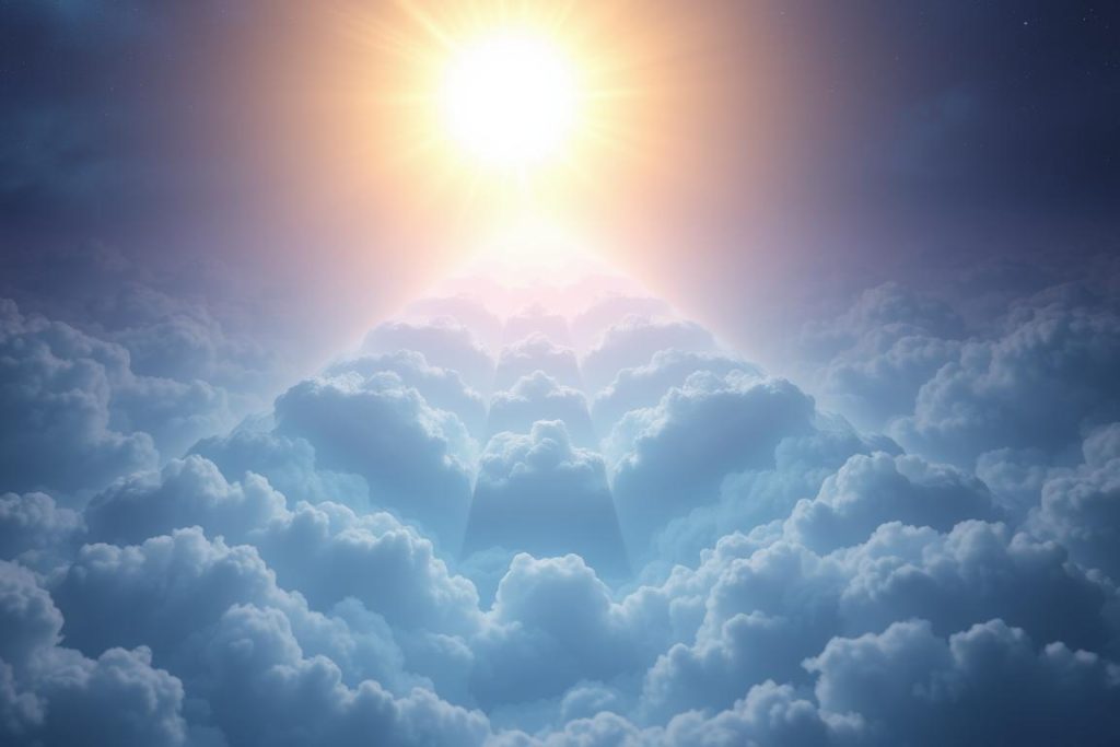Visual representation of AL-MUTA'ALI showing layers of heavens and divine light