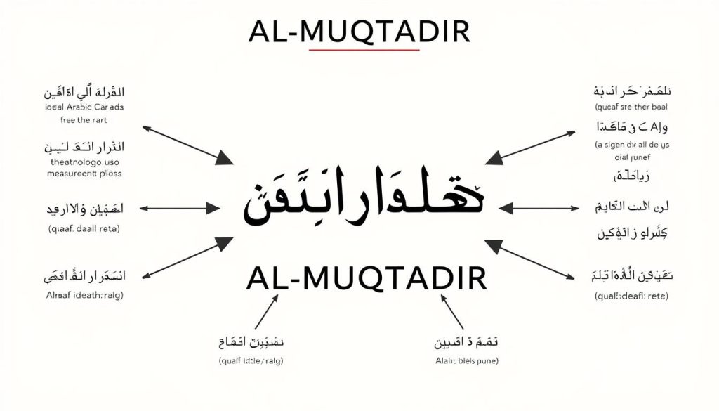 AL-MUQTADIR: The Divine Name of Perfect Power and Ability Visual representation of the Arabic root letters qaaf-daal-raa that form AL-MUQTADIR