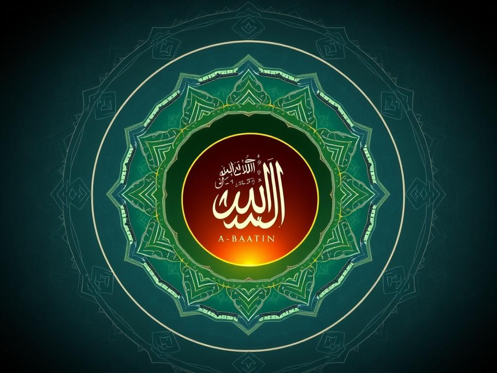 AL-BAATIN: The Hidden, The Imperceptible Name of Allah Visual representation of the concept of AL-BAATIN showing layers of existence with the innermost layer representing Allah's hidden presence