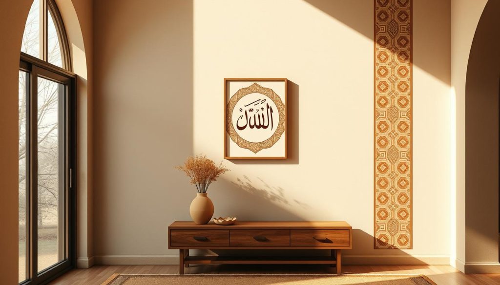 earthy tones and textures in Islamic minimalist interior
