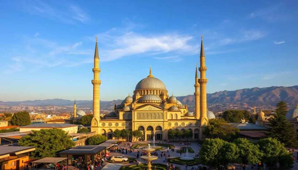 Islamic History: 7 Beautiful Eras That Shaped the World Islamic history: a domed mosque with minarets under a blue sky