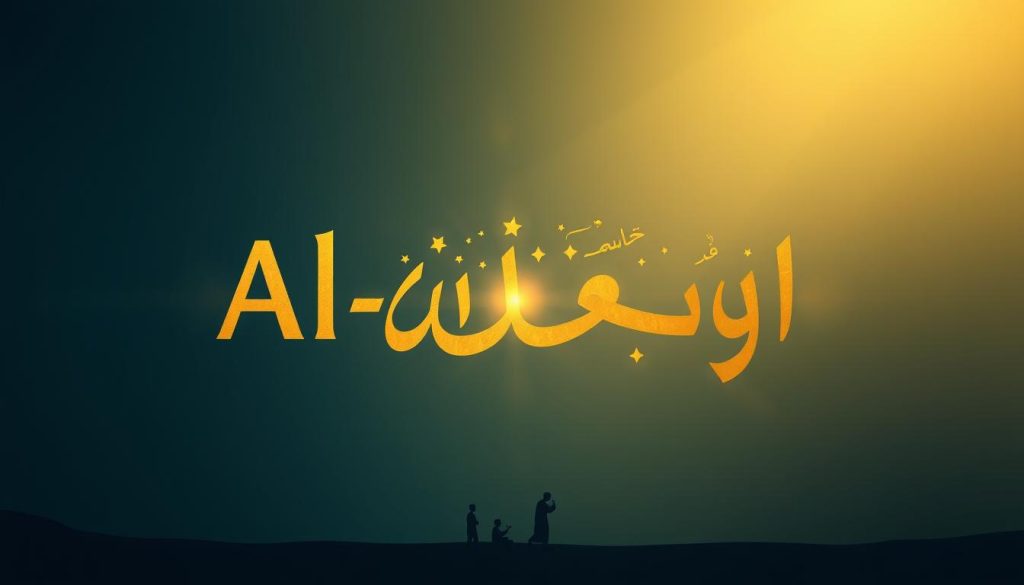 تصور فني لمفهوم غنى الله وافتقار المخلوقات إليه يظهر فيه اسم الله الغني (AL-GHANIYY)