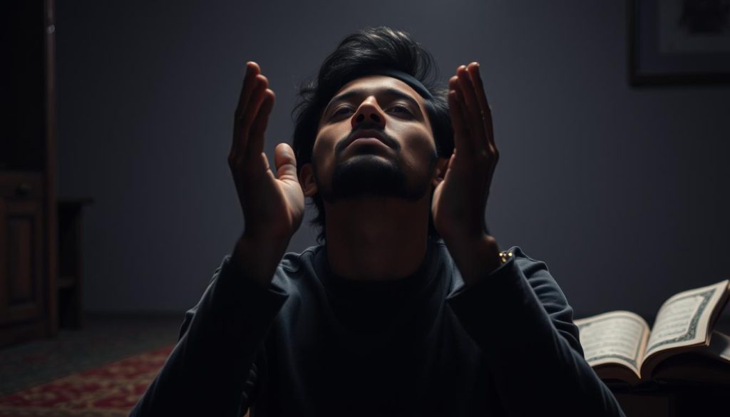 شخص يدعو الله في وقت الشدة