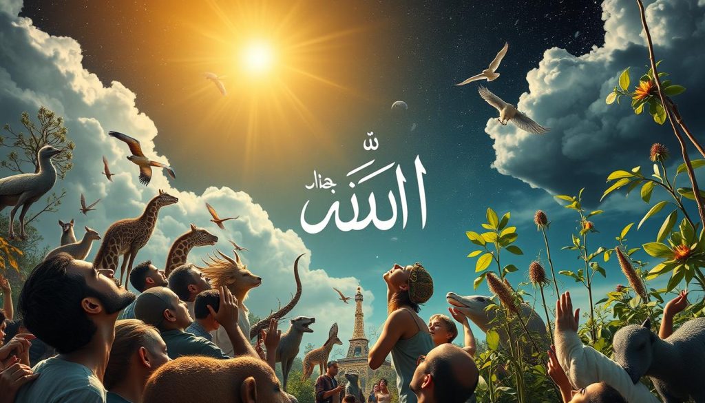 صورة تعبر عن افتقار المخلوقات إلى الله مع اسم الله الغني (AL-GHANIYY)