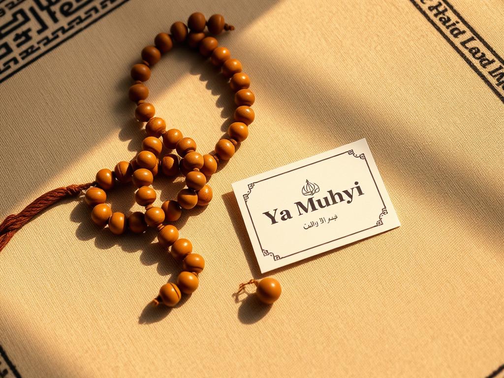 Prayer beads (tasbih) for counting dhikr repetitions of Ya Muhyi