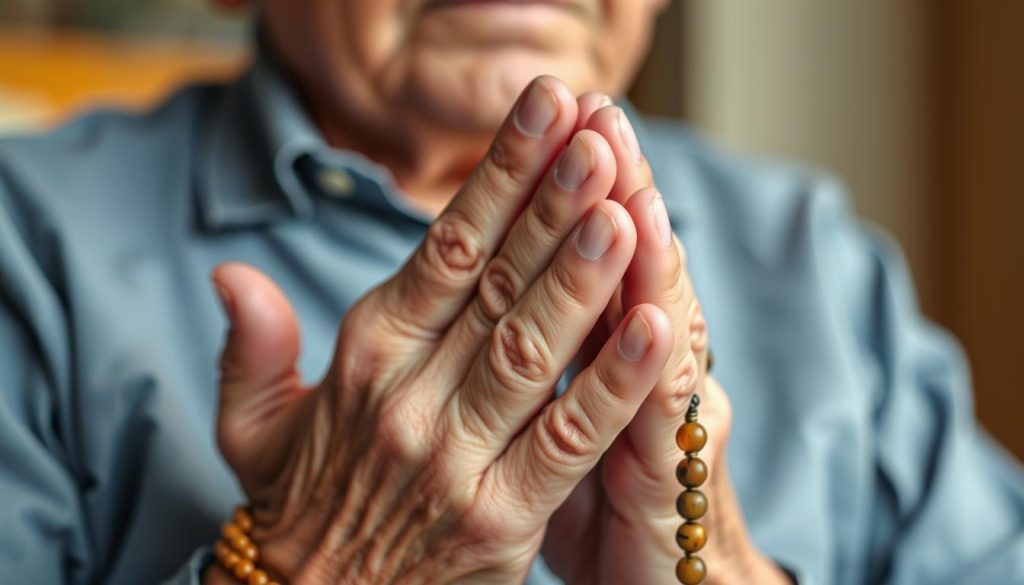 Understanding Al-Mujeeb: The Divine Responder and the Benefits of Embracing This Name Elderly hands in prayer symbolizing Prophet Zakariya's supplication
