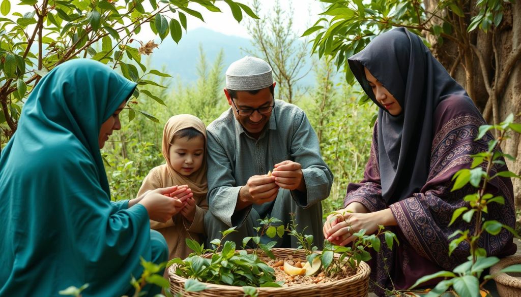 Family practicing protection principles in daily life