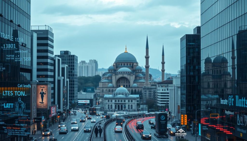 AL-HAQQ: The Divine Name of Truth and Reality in Islamic Theology Modern cityscape symbolizing contemporary challenges to truth and authenticity