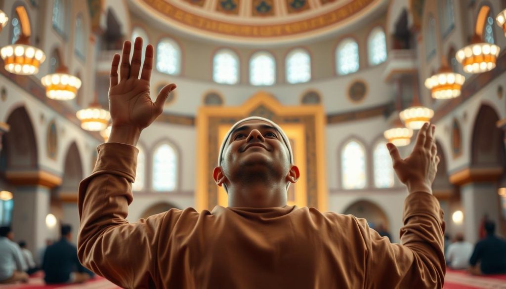 Muslim making dua with proper etiquette
