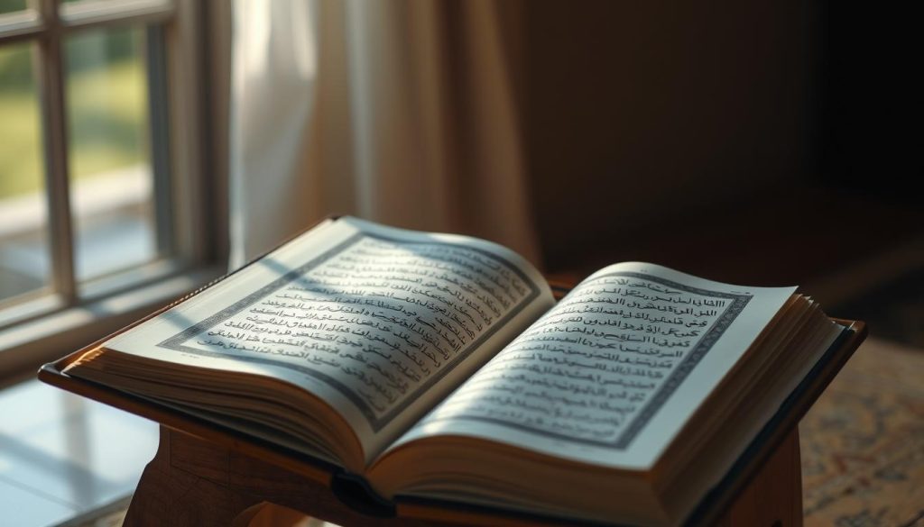 Open Qur'an with AL-MUJEEB verse highlighted