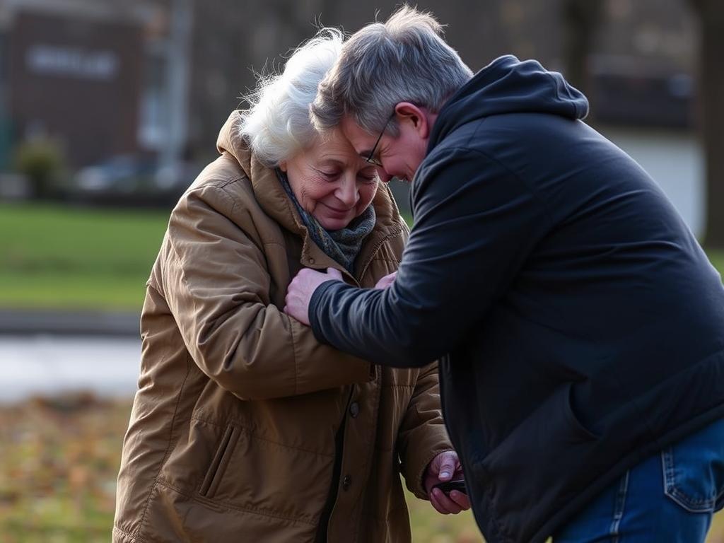 Person helping someone in need, reflecting AL-MUJEEB's attribute