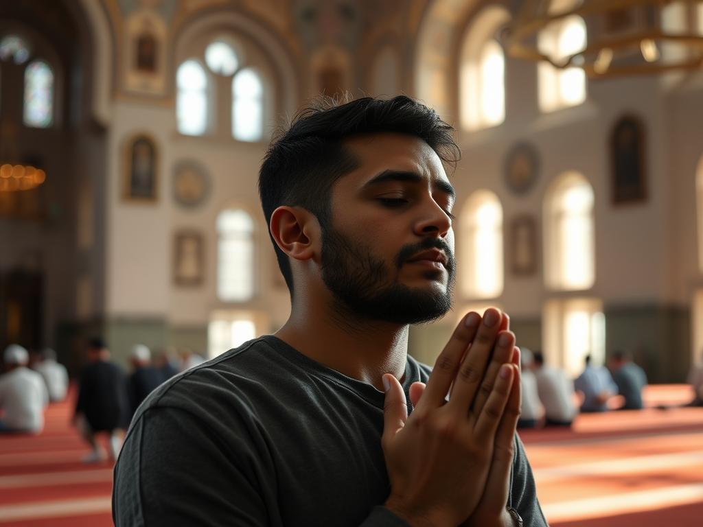 AL-HAQQ: The Divine Name of Truth and Reality in Islamic Theology Person in contemplative prayer reflecting on divine attributes