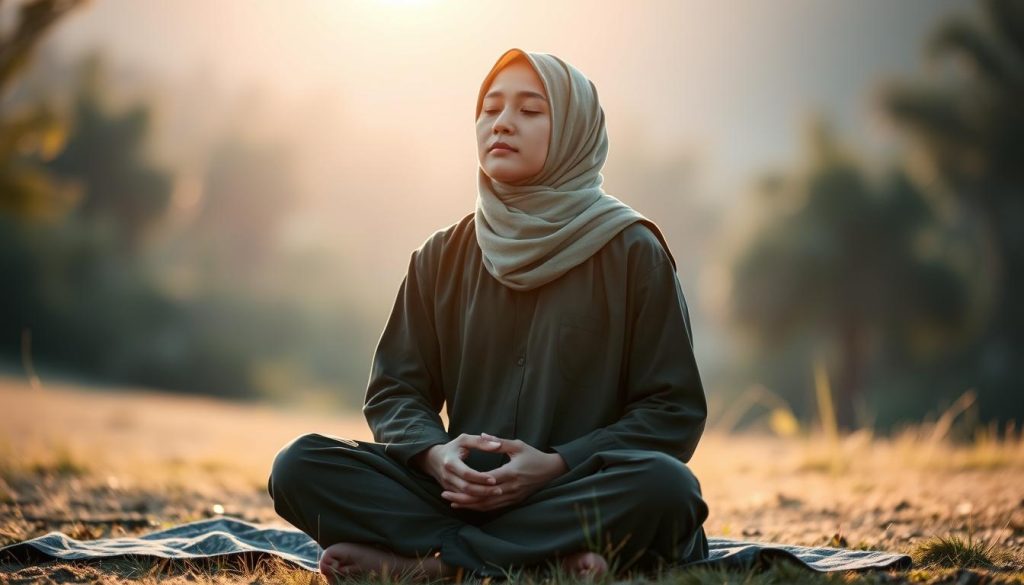 Person in peaceful meditation reflecting on divine protection of Al-Hafiz