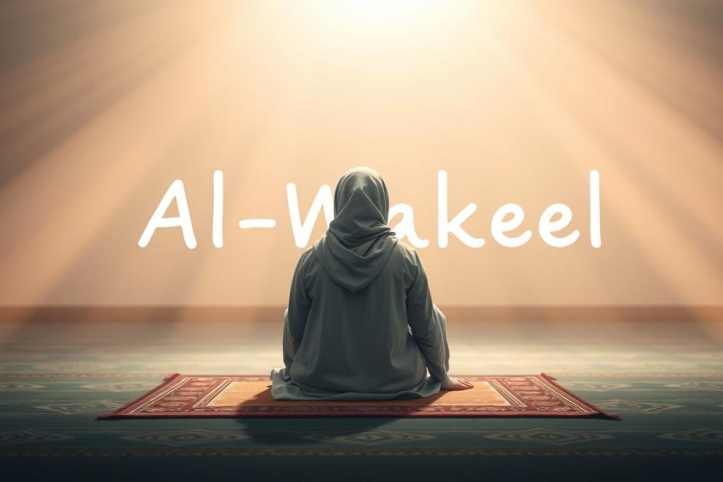 Person in peaceful meditation reflecting on trusting in AL-WAKEEL