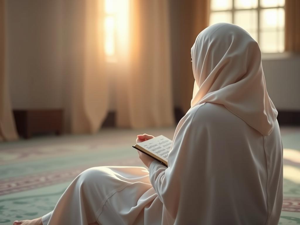 Person reciting morning and evening protective prayers (adhkar)